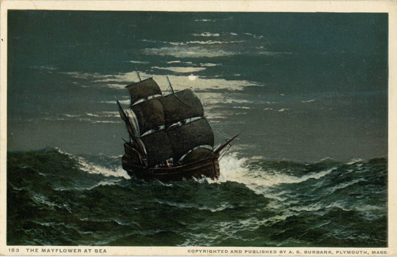 The Voyage of the Mayflower - Painting by A. S. Burbank